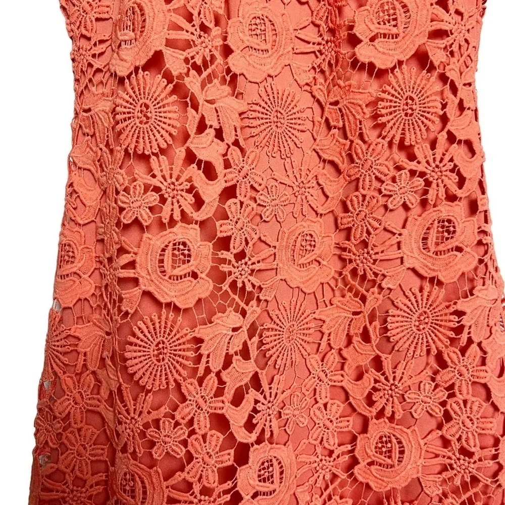 Lulu’s Love Poem Coral Orange Lace Dress Size Small - Picture 9 of 9